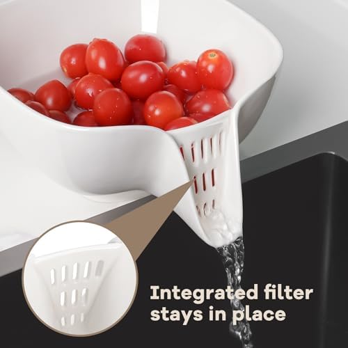 Ergonomic Design - Heat-Resistant Durable Ceramic Food Strainer with Integrated Drain Spout
