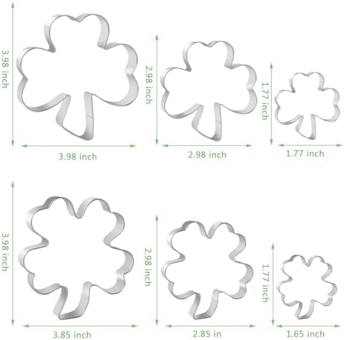 Fostudork Shamrock Cookie Cutters Set 6 Pieces