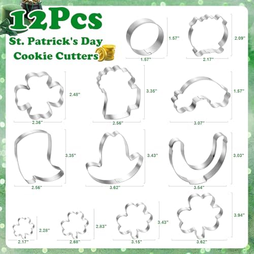 MAPVOLUT 12-Piece St Patricks Day Cookie Cutters Set of 12