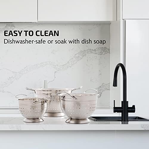 OVENTE Premium Stainless Steel Colander Set for Home Kitchen