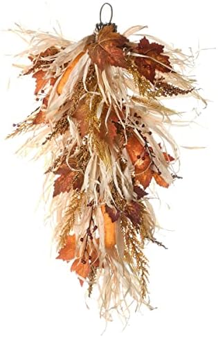 30 Harvest Teardrop with Maple Leaves Brown