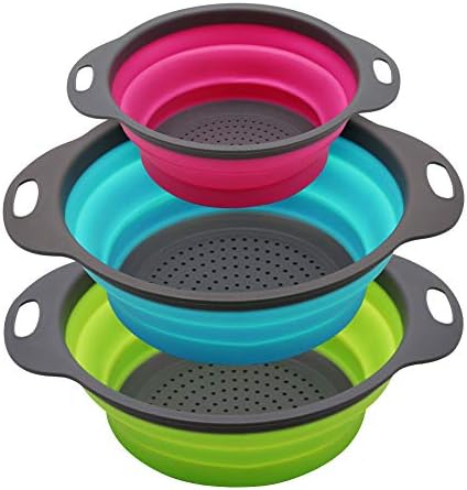 QiMH Collapsible Colander Set - 3-Piece Kitchen Strainer Set