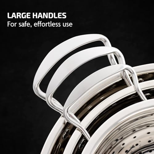 OVENTE Premium Stainless Steel Colander Set for Home Kitchen