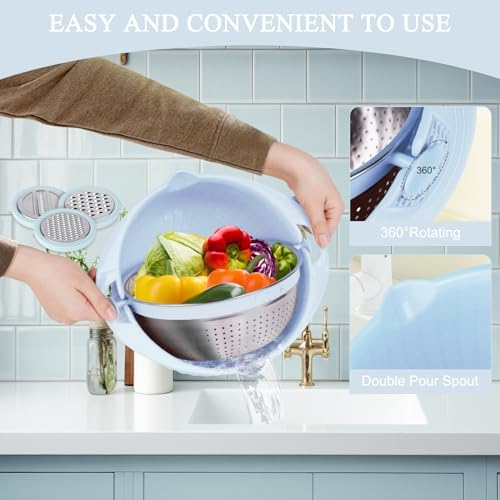 4-in-1 Strainer Set with Mixing Bowl Blue