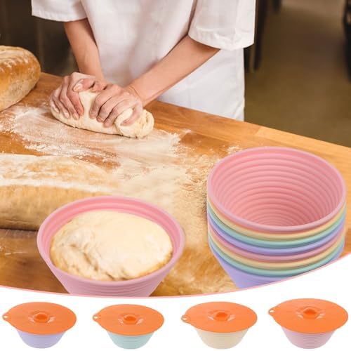Sourdough Proofing Basket - 5 Round Silicone Baking Tools for Beginners