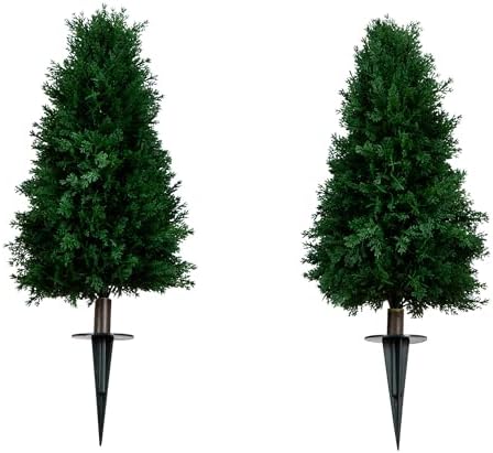 Nearly Natural 25ft UV-Resistant Artificial Cedar with Stake Set of 2