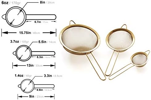 Sturdy 304 Stainless Steel Strainer Set with 3 Sizes