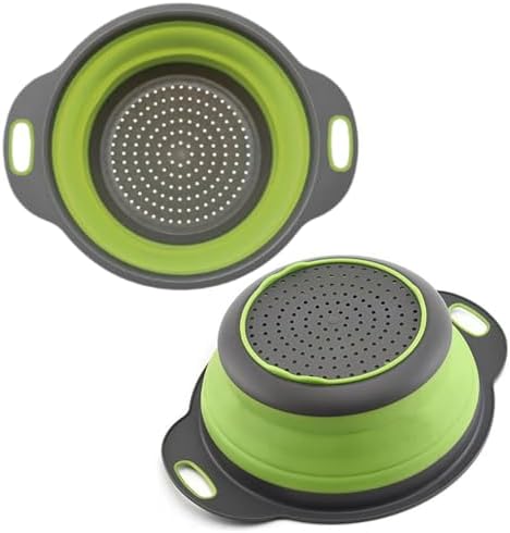 Effortlessly Draining silicone collapsible colander with Handle