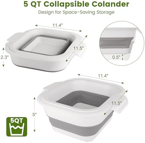 Collapsible Colander Set with Strainer Bowl 2 in 1 for Kitchen Use
