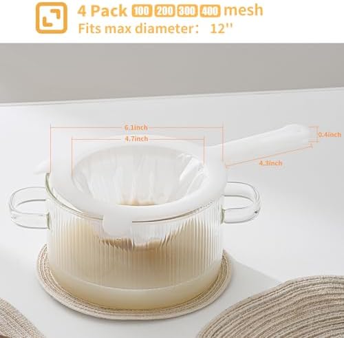 Luckyiren 4-Piece Mesh Strainer Set for Kitchen Uses