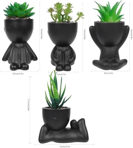 Tearom 4-Pack Fake Succulents with Human Pots Perfect for Office Home