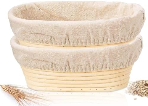 Banneton 10-Inch Rattan Proofing Basket Set Durable Versatile for Sourdough