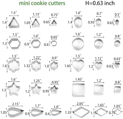 YXCLIFE 30Pcs Mini Cookie Cutters Set Stainless Steel