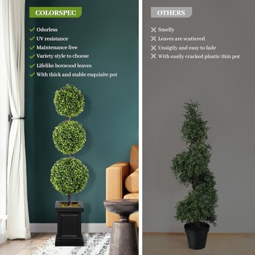 Set of 2 Realistic Boxwood Topiaries Outdoor Use 35ft
