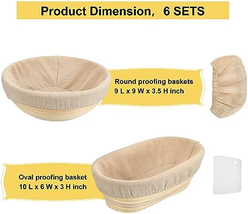 Bread Baking Kit with 10-inch and 9-inch Proofing Baskets