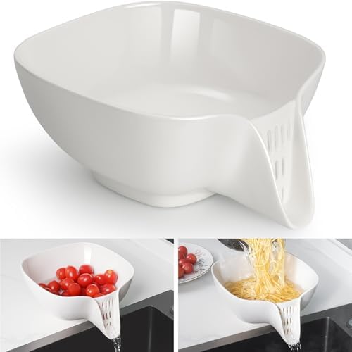 Ergonomic Design - Heat-Resistant Durable Ceramic Food Strainer with Integrated Drain Spout