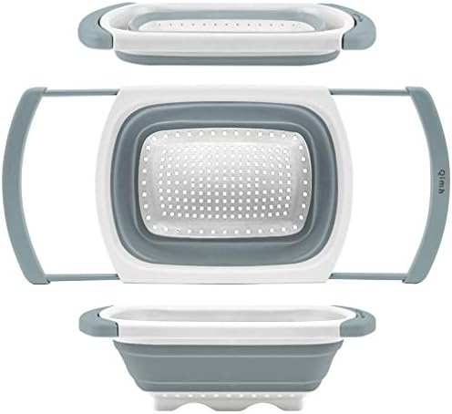 QiMH Collapsible Colander Over the Sink Silicone Kitchen Strainer