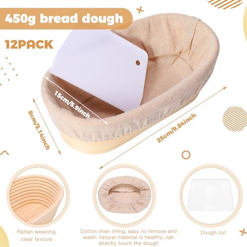 12-Pack of Rattan-Cane Bread Proofing Baskets