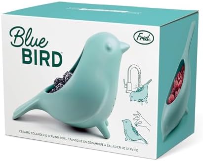 Genuine Fred CharmingBLUE BIRD Ceramic Colander Unique Kitchen Gadget