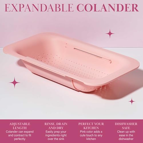 Paris Hilton Pink Expandable Colander with BPA-Free Handle