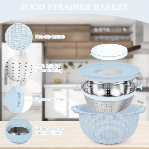 4-in-1 Strainer Set with Mixing Bowl Blue