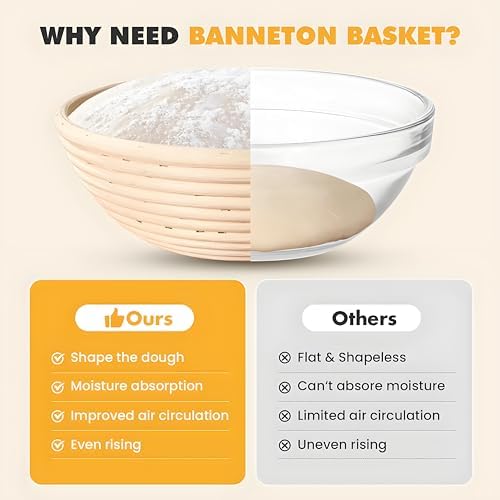 Sourdough Bread Proofing Basket with Liner - Premium Natural Rattan for Perfect Loaves