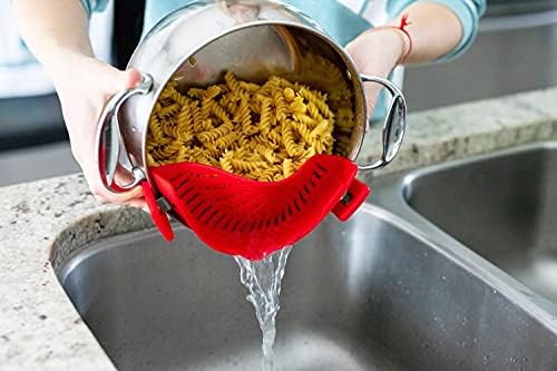 ArligSpace-Saving Universal Pasta Strainer with Silicone Fit for All Pots Bowls
