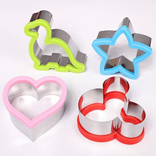 Stainless Steel Sandwich Cutters Set - Dinosaur Heart Star Shape Safe for Kids