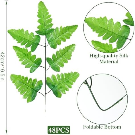 48PCS Fake Fern Leaves Set for Home Decor