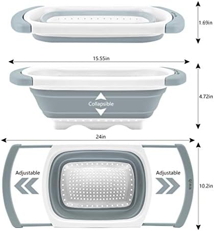 QiMH Collapsible Colander Over the Sink Silicone Kitchen Strainer