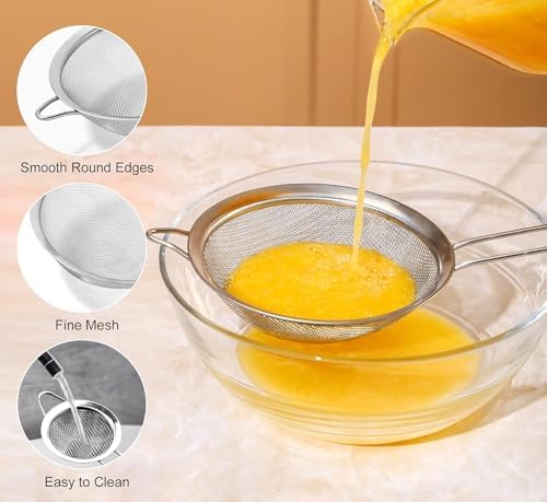 Eleen 3-Piece Stainless Steel Strainer Set for Kitchen