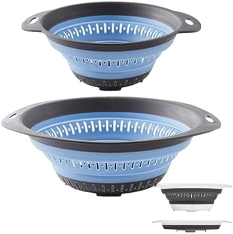 Collapsible Colander Strainer Set Blue Kitchen Essentials - 13L 25L Capacity