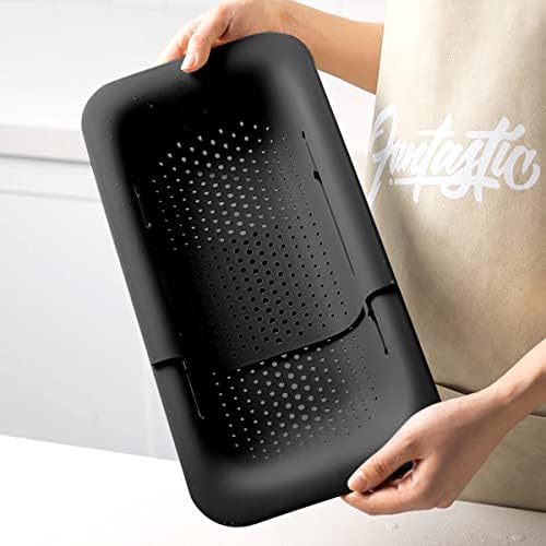 Collapsible Plastic Kitchen Colander Black
