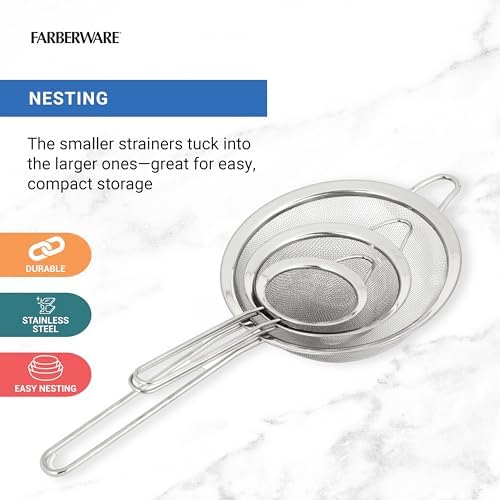 Farberware 3 Strainer Set - Efficient Cooking Accessories