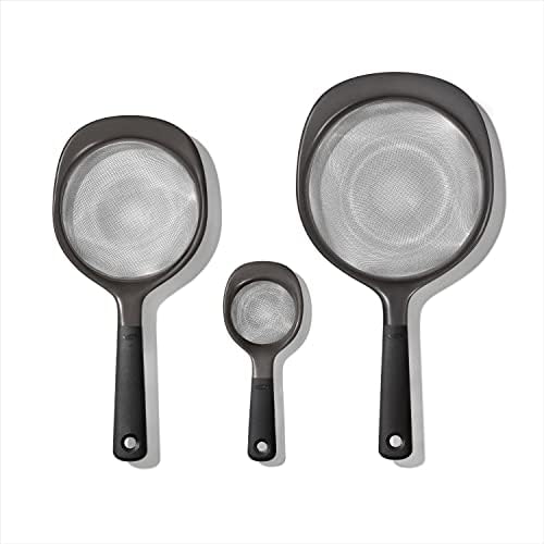 OXO Good Grips 3-Piece Strainer Set Black Efficiently
