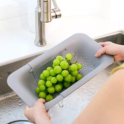 BLUE GINKGO - Extendable Over-the-Sink Colander for Durable Kitchen Use