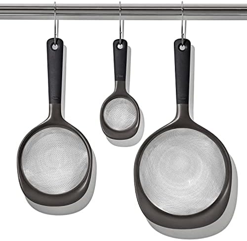 OXO Good Grips 3-Piece Strainer Set Black Efficiently
