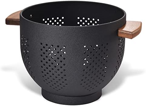 Sturdy Metal Colander with Wooden Handle for Kitchen Use