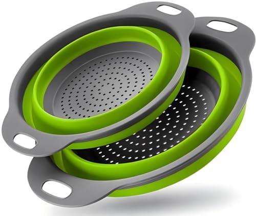 Enhance Your Cooking Effortlessly with WHZHAOI Collapsible Colander Set of 2 Green