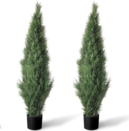 TRESIL 2-Piece Pre-Potted 4 Ft Faux Cedar Topiary