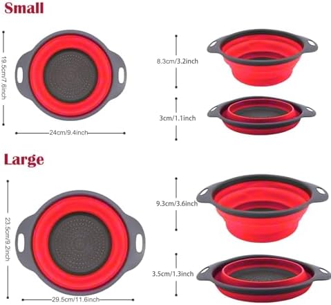 Fast-Draining Silicone Collapsible Colander Set