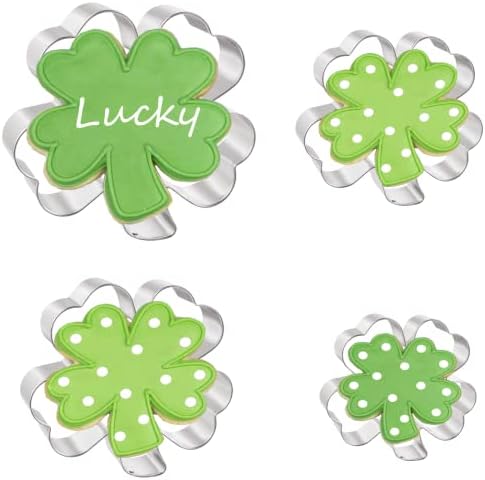 Four Leaf Clover Cookie Cutters 4-Piece Set St Patricks Day Gift