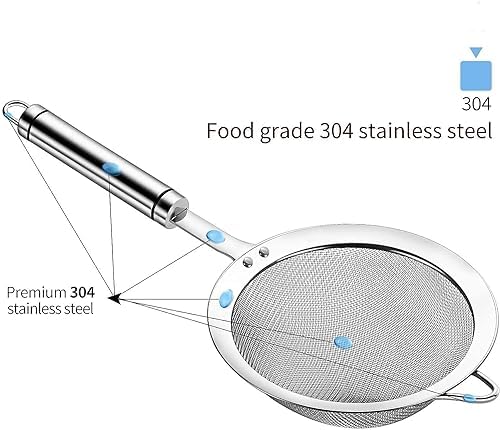 AOWOTO 472-inch Stainless Steel Strainer with Handle Effortless Kitchen Strainer System