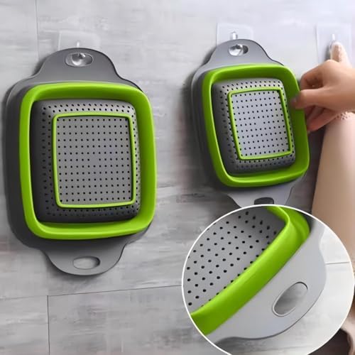 Effortlessly store kitchen essentials with collapsible silicone colander