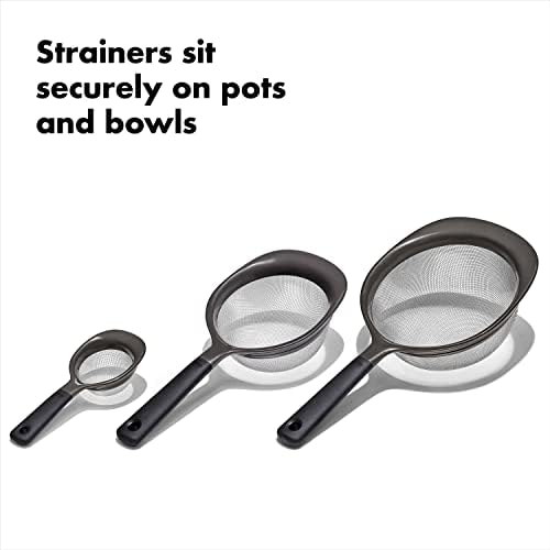 OXO Good Grips 3-Piece Strainer Set Black Efficiently