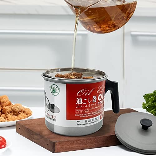 PARACITY 12L Bacon Grease Container with Fine Strainer Dust-Proof Lid