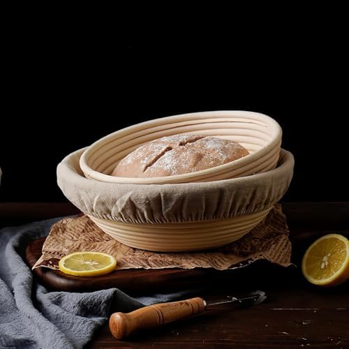 Sourdough Bread Proofing Basket with Liner - Premium Natural Rattan for Perfect Loaves