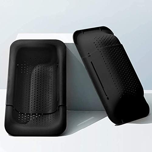 Collapsible Plastic Kitchen Colander Black