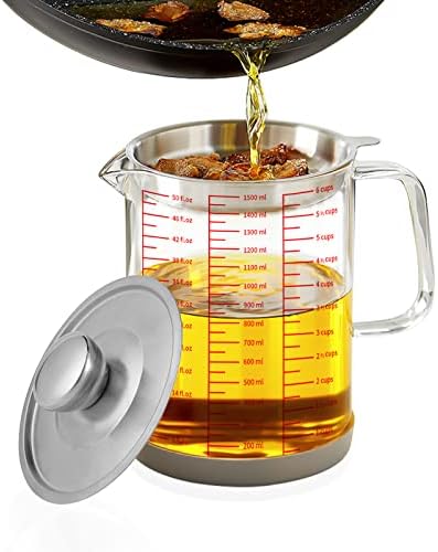 Luvan 15L Glass Bacon Grease Container with Strainer