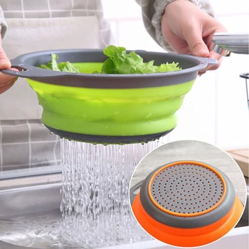 Enhance Your Cooking Effortlessly with WHZHAOI Collapsible Colander Set of 2 Green